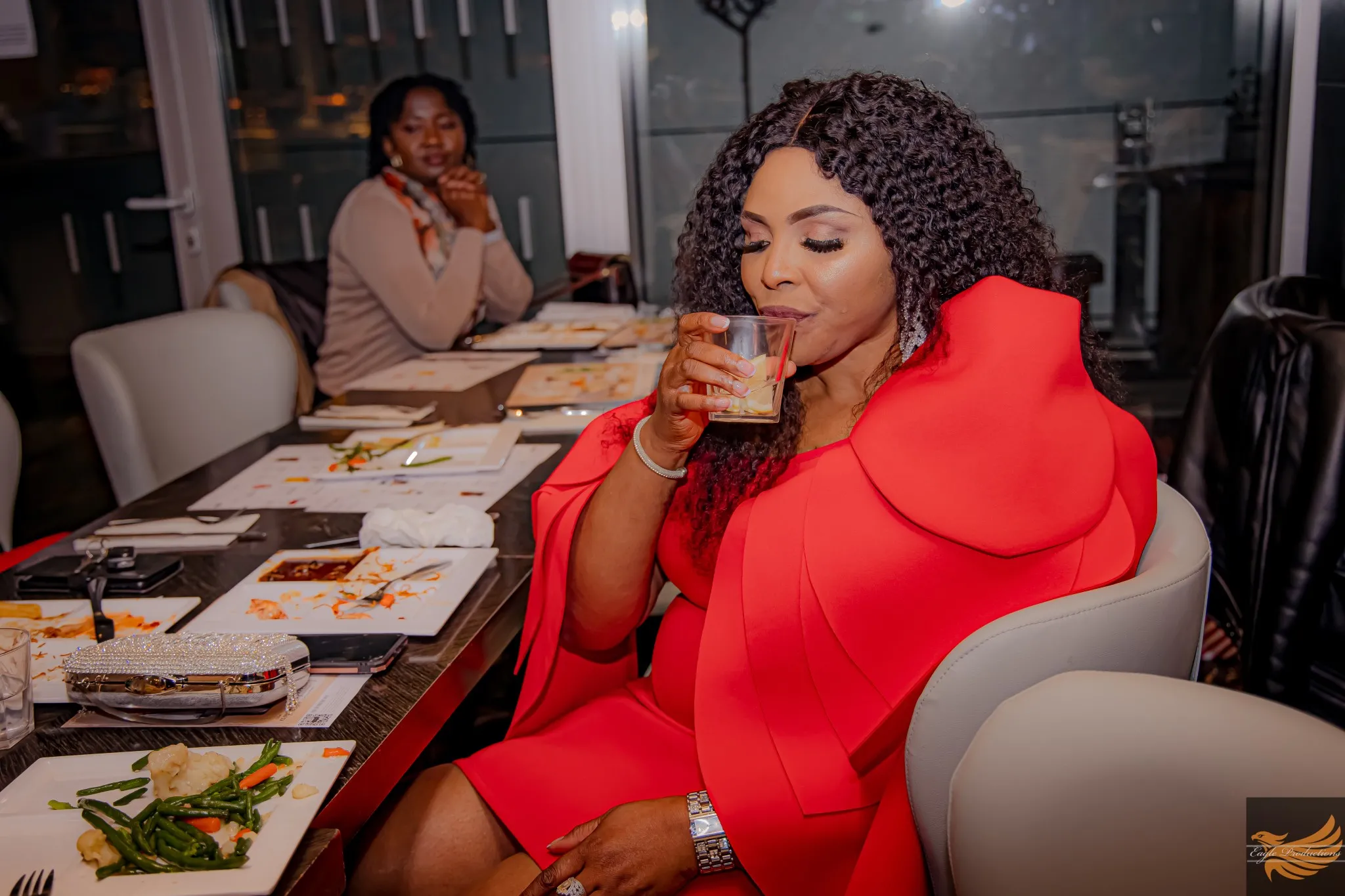 Eagle Productions Events Corporate Woman Red Dress Dining