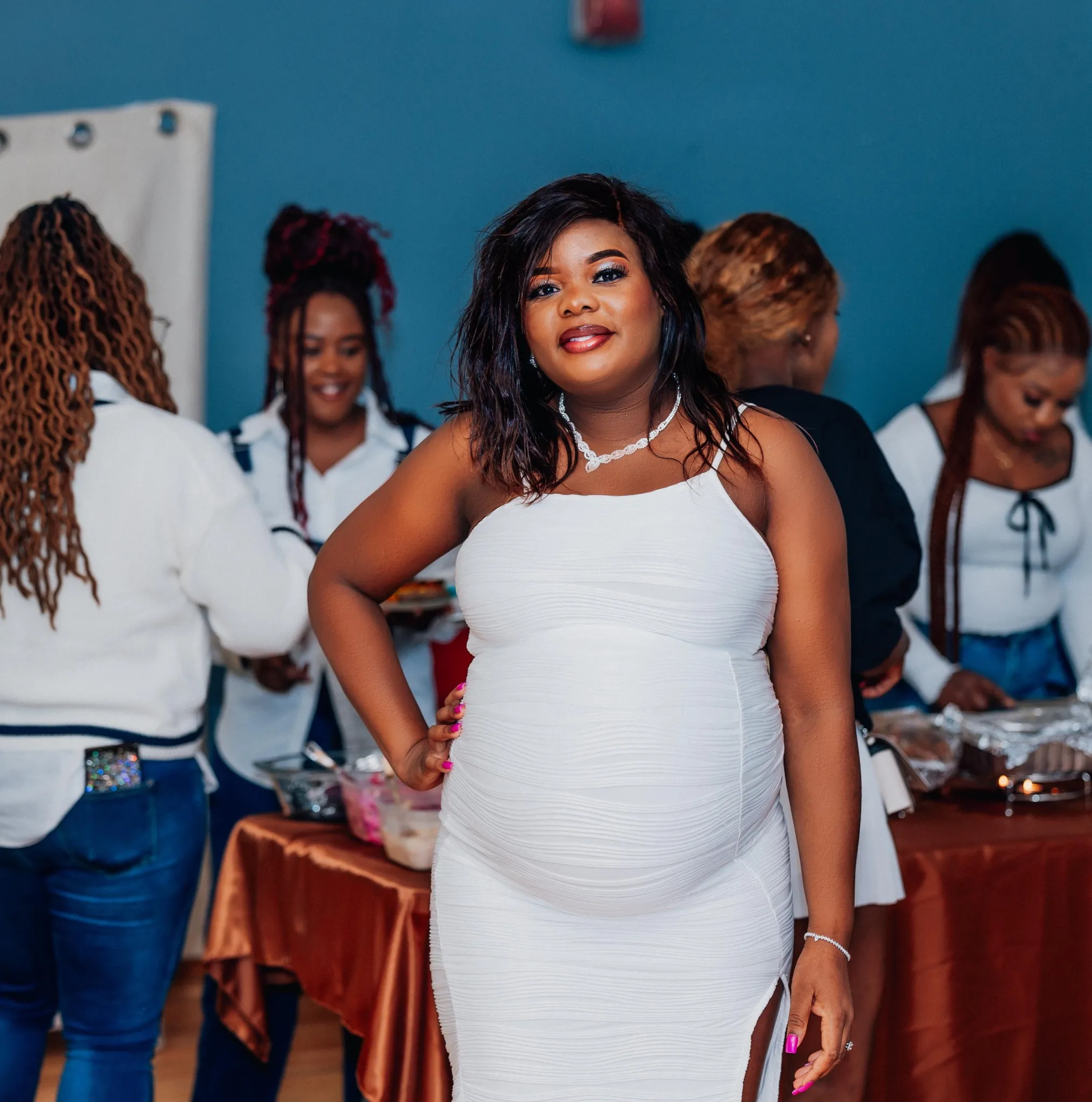 Eagle Productions Events Corporate Woman White Dress Group