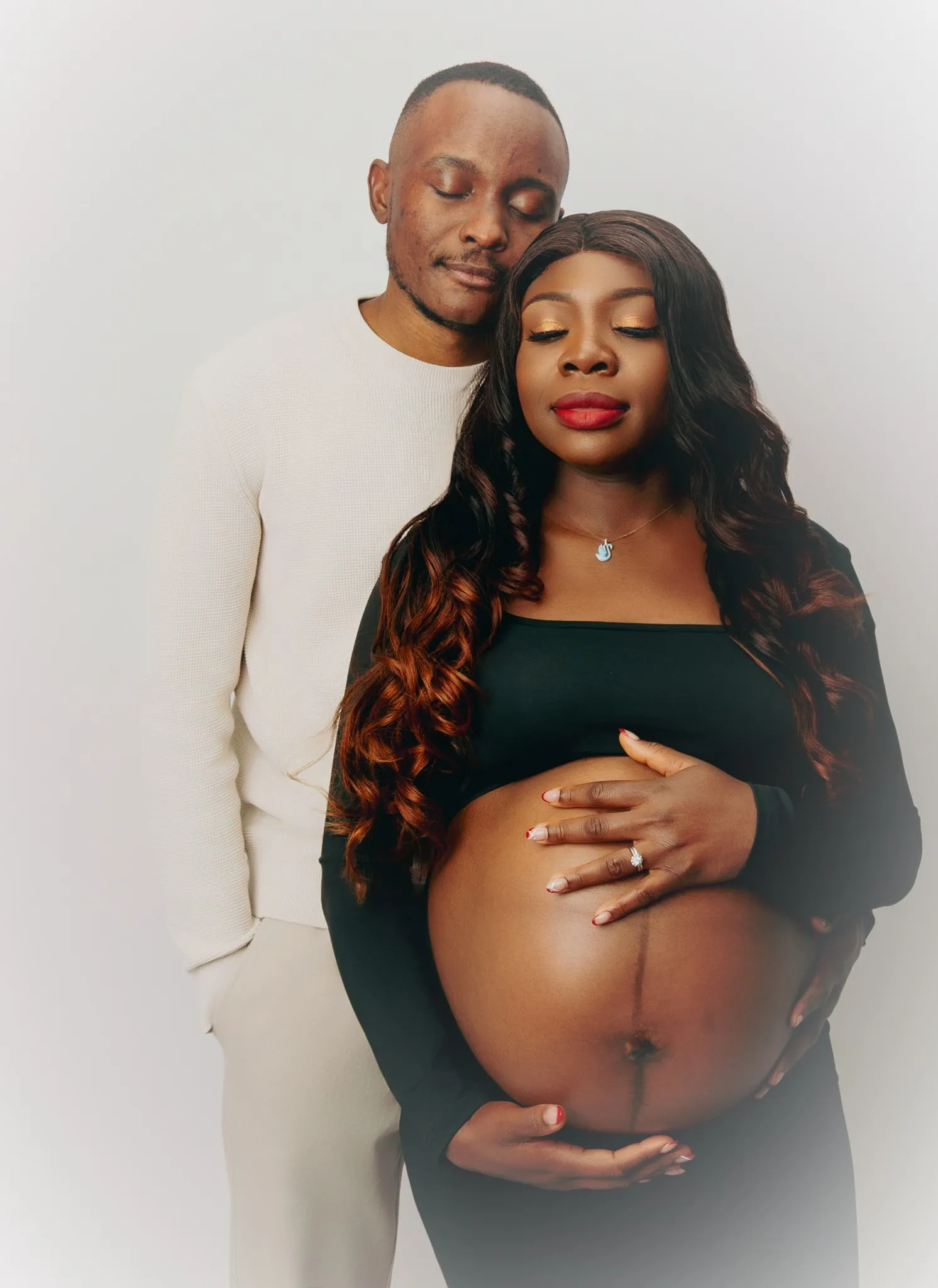 Eagle Productions Maternity Couple Studio Dark Background