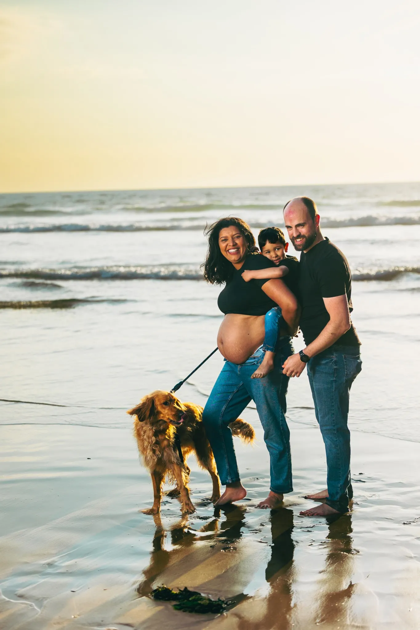 Eagle Productions Maternity Family Beach Dog Golden Hour