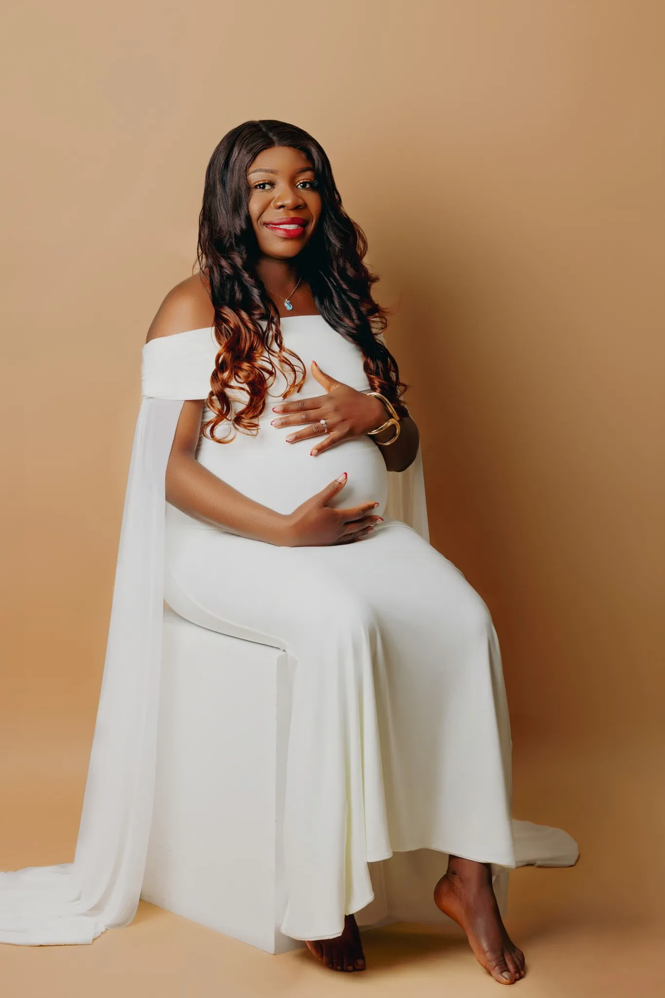 Eagle Productions Maternity Woman White Dress Studio