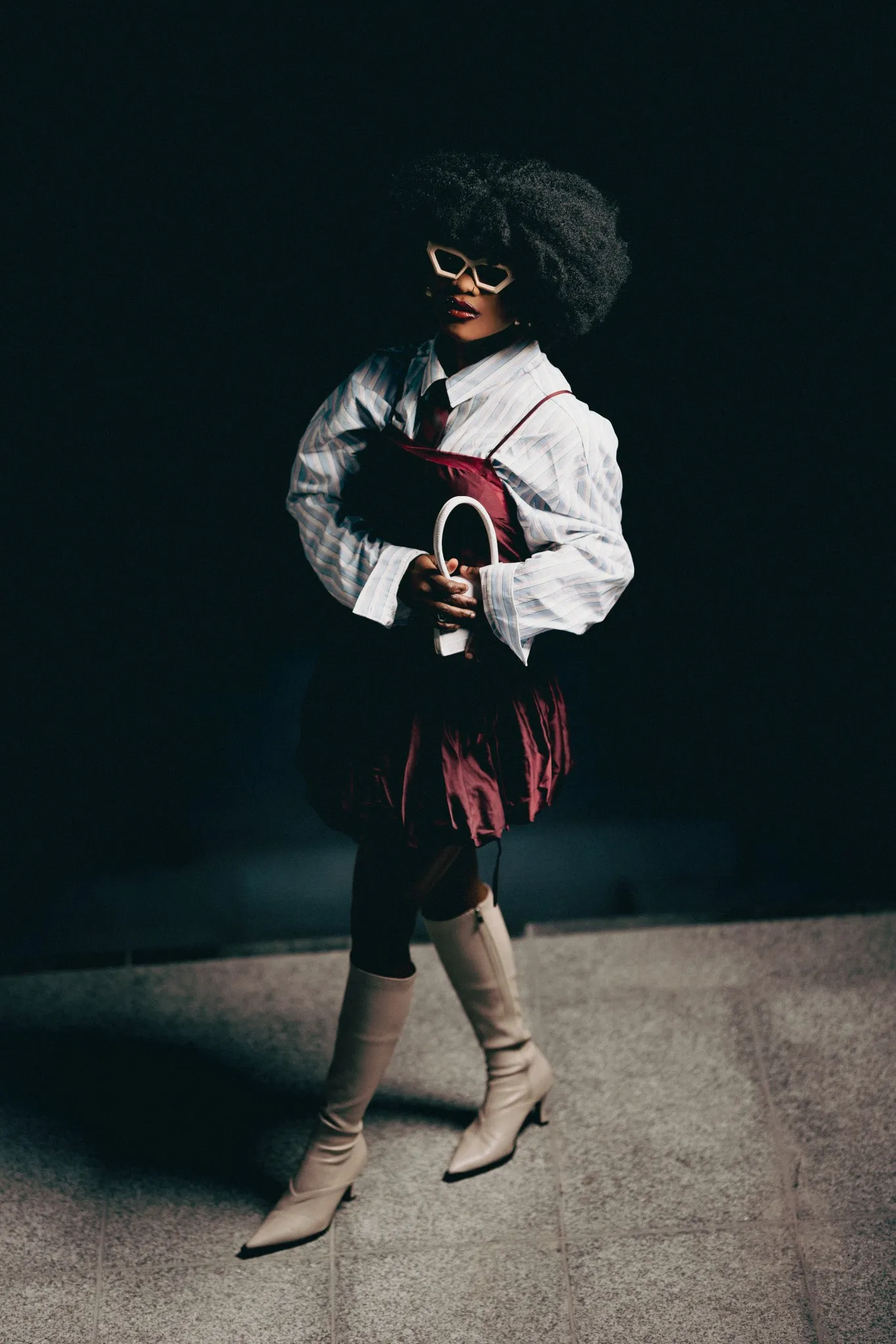 Eagle Productions Portraits Woman Dark Outfit Moody Studio