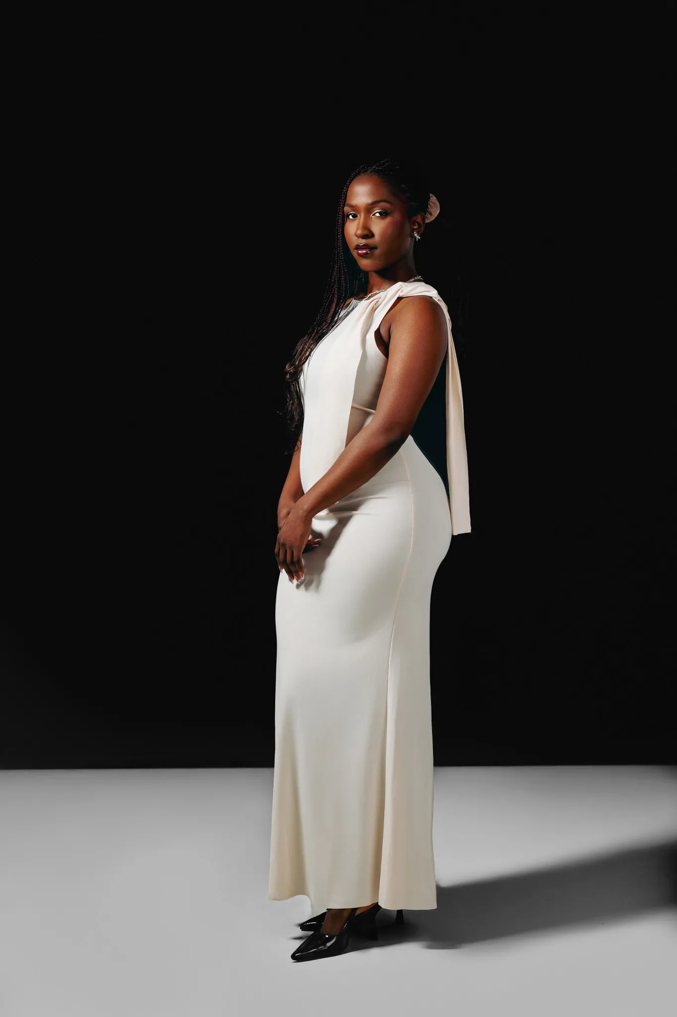 Eagle Productions Portraits Woman White Dress Minimalist Studio