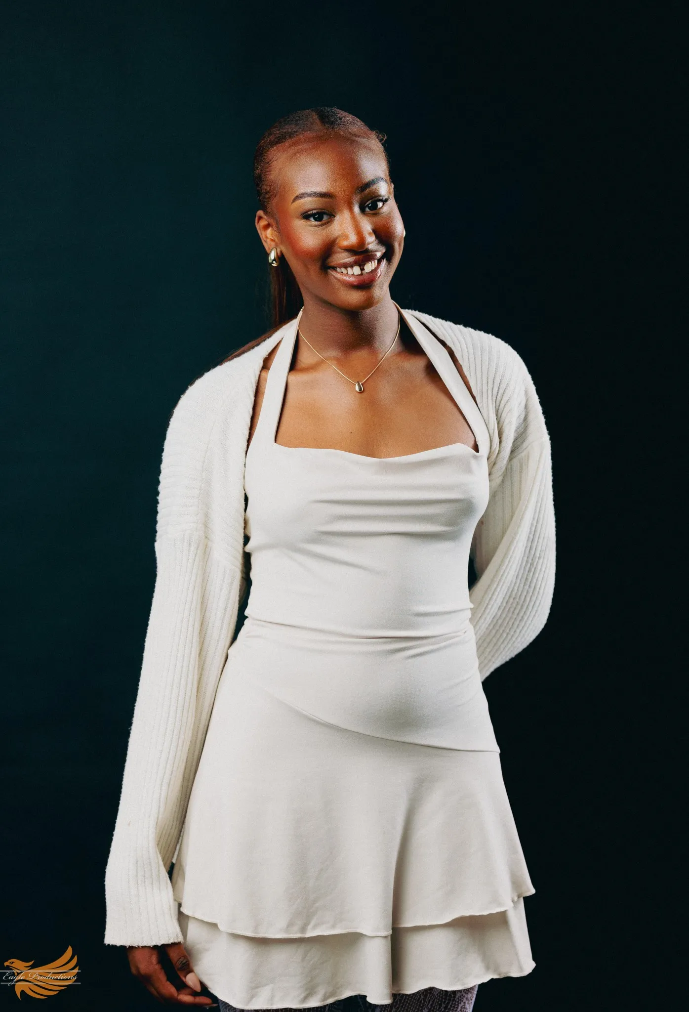 Eagle Productions Portraits Woman White Dress Studio