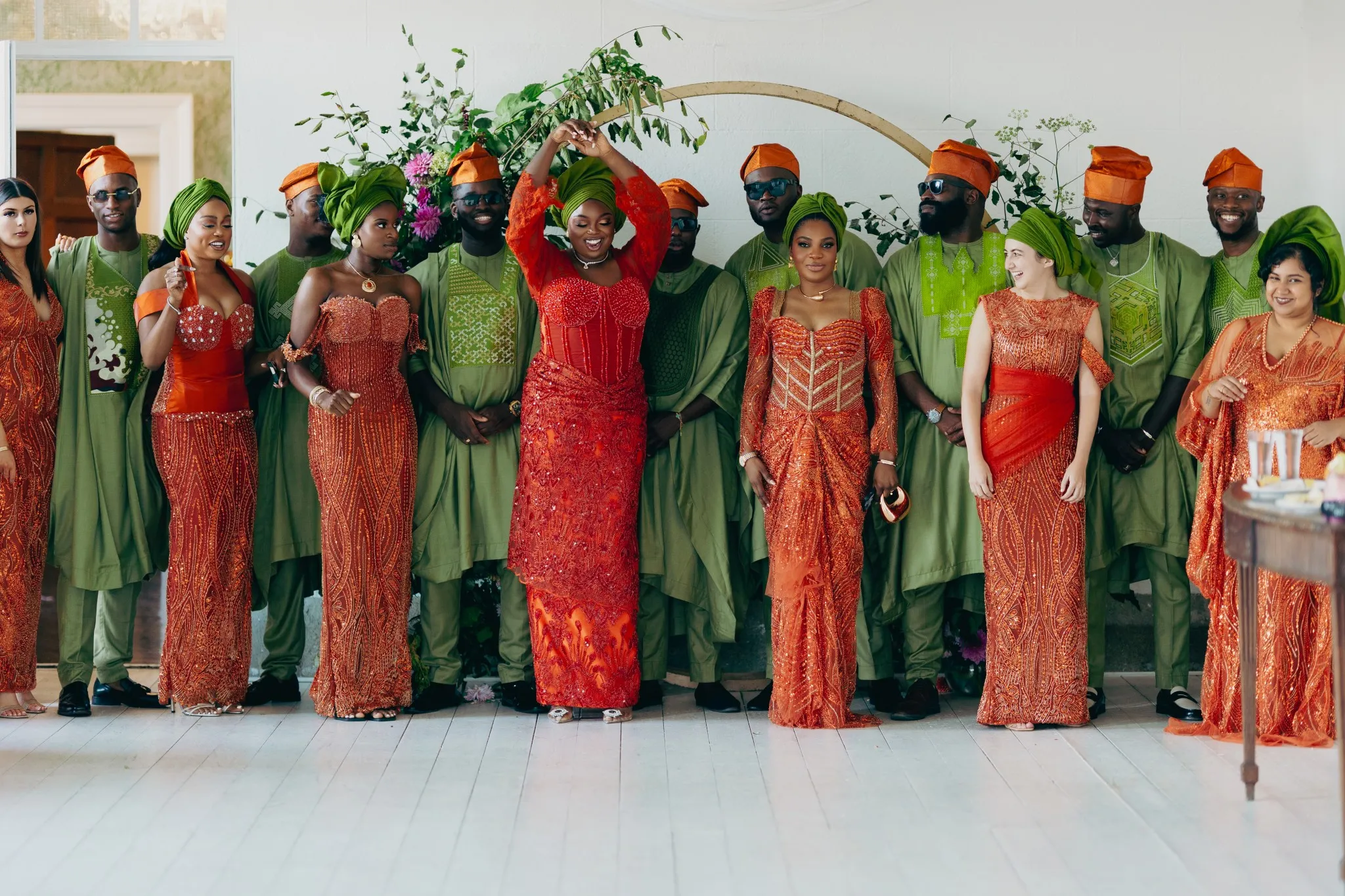 Eagle Productions Weddings Engagements Bridesmaids Red Green African Attire