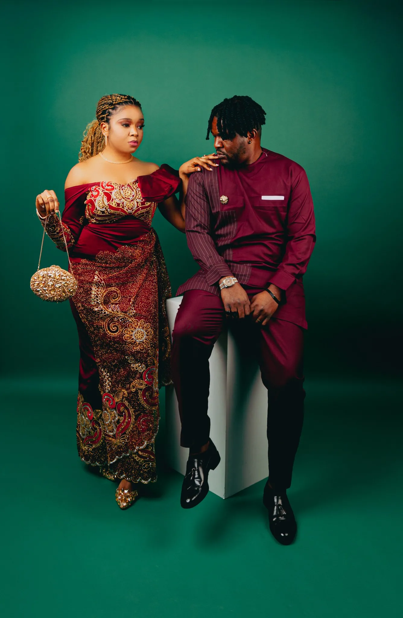 Eagle Productions Weddings Engagements Couple African Print Green Background