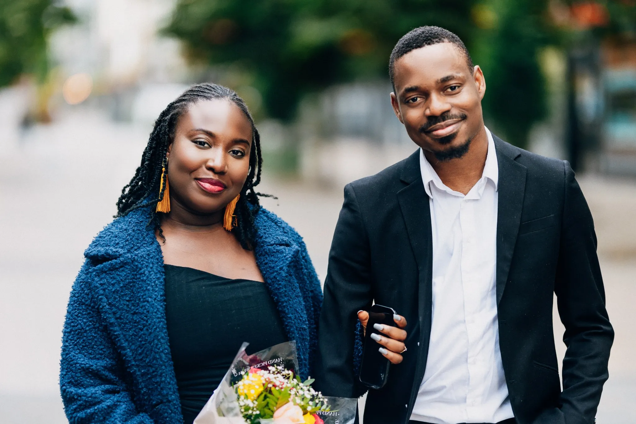 Eagle Productions Weddings Engagements Couple Blue Suit Bouquet