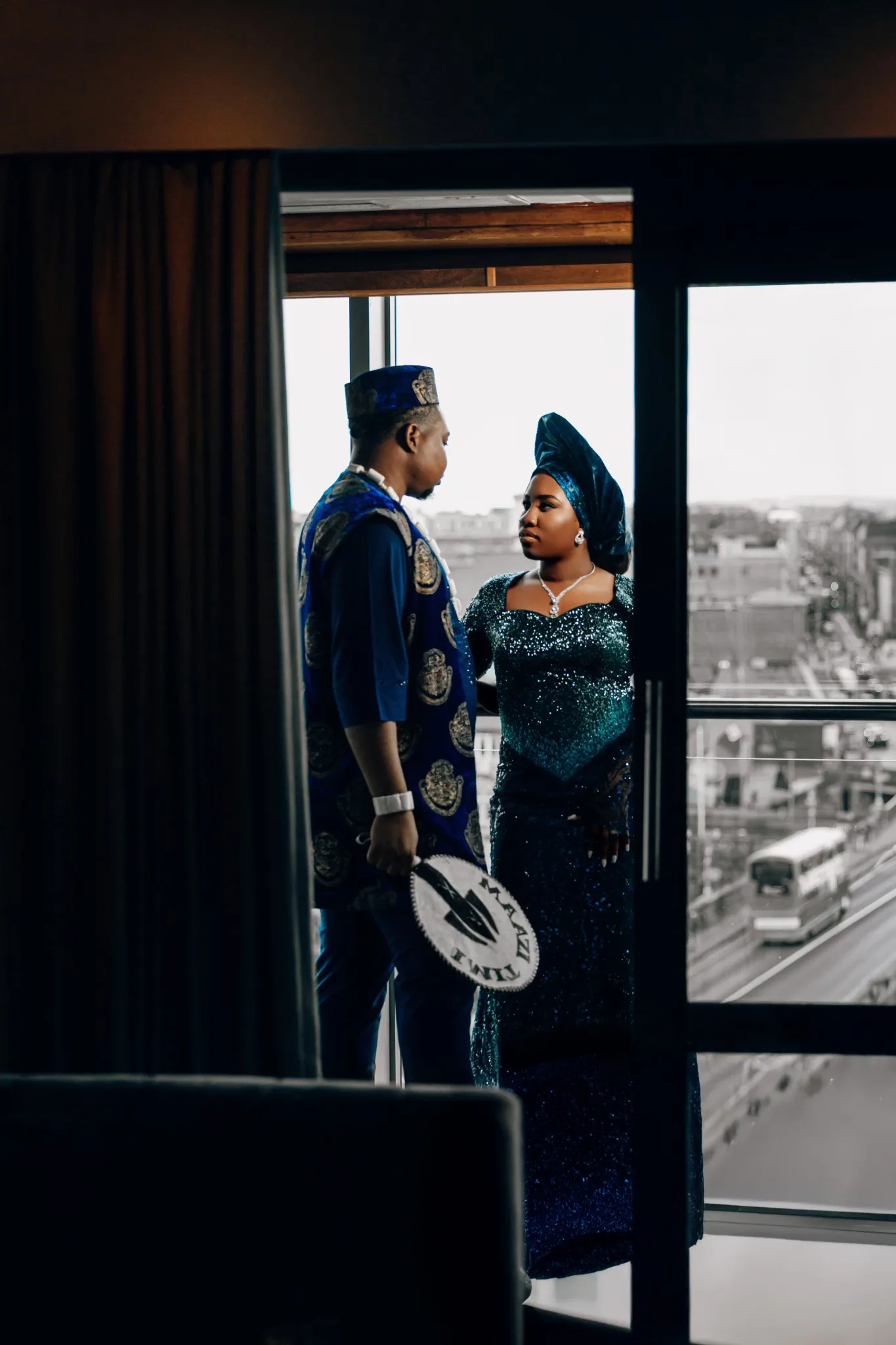 Eagle Productions Weddings Engagements Couple Teal Gown Doorway