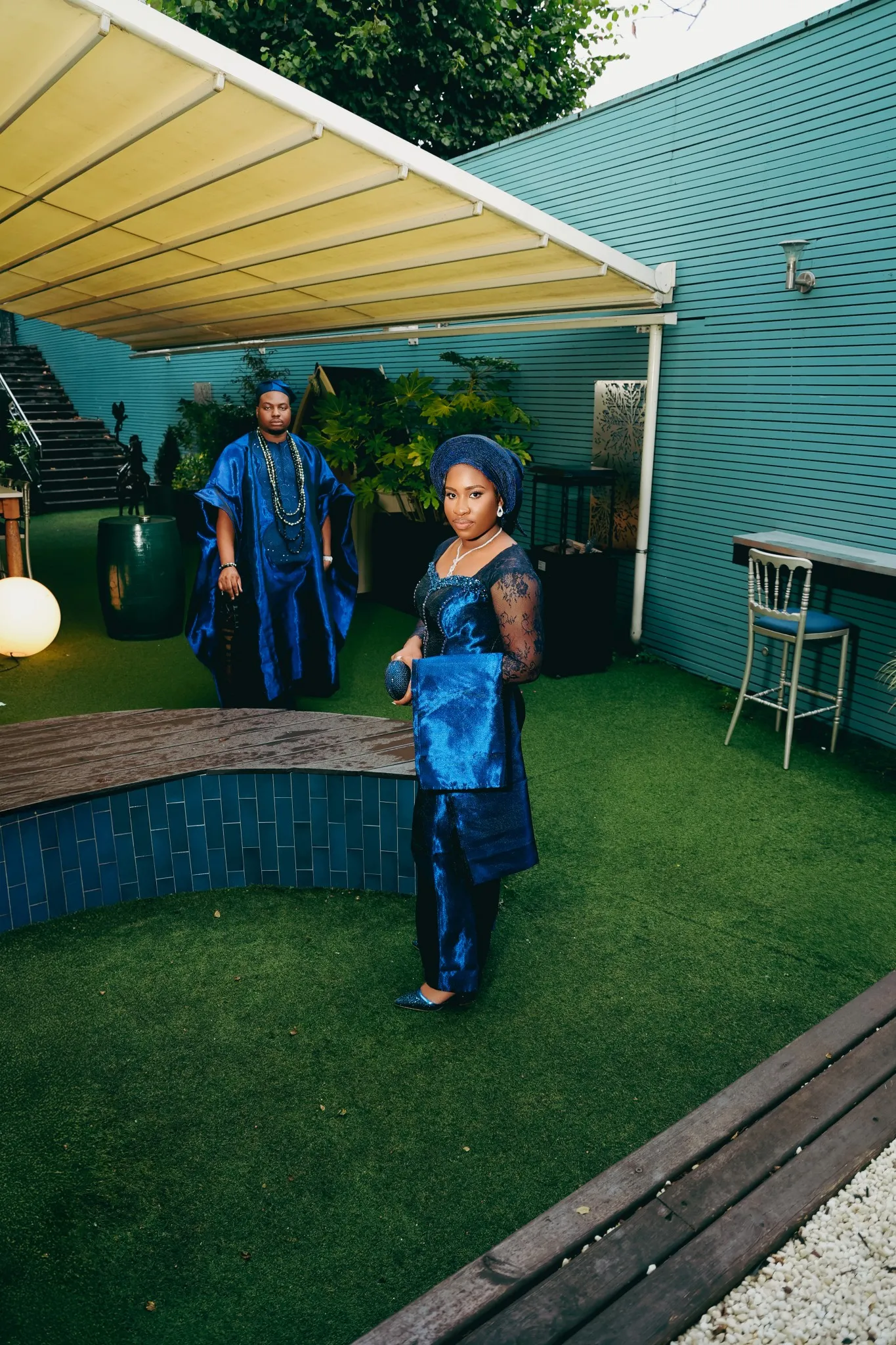 Eagle Productions Weddings Engagements Woman Blue Dress Outdoor Pool