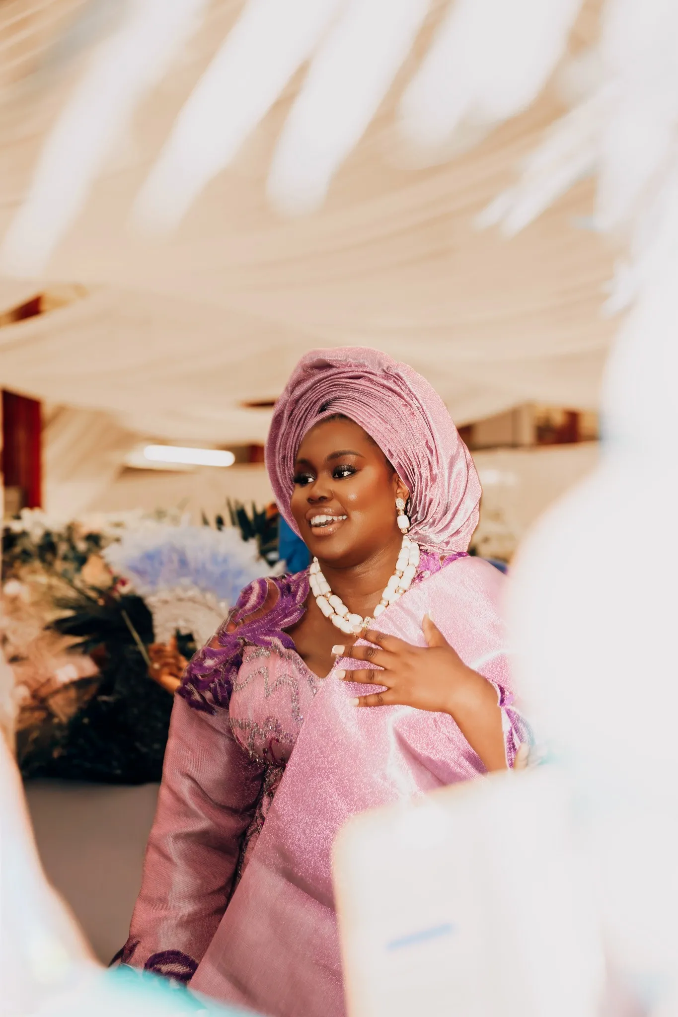 Eagle Productions Weddings Engagements Woman Pink Headwrap Indoor