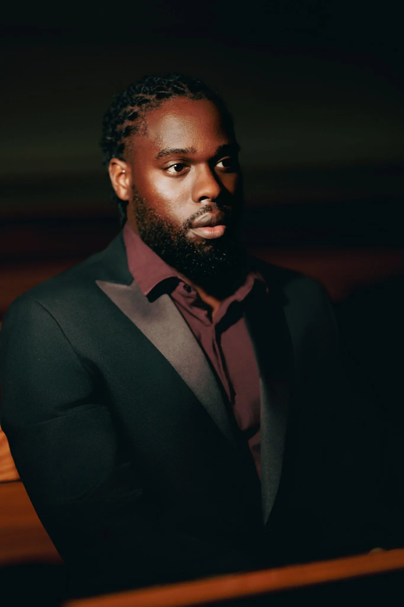 Elegant male portrait in a suit with a thoughtful expression