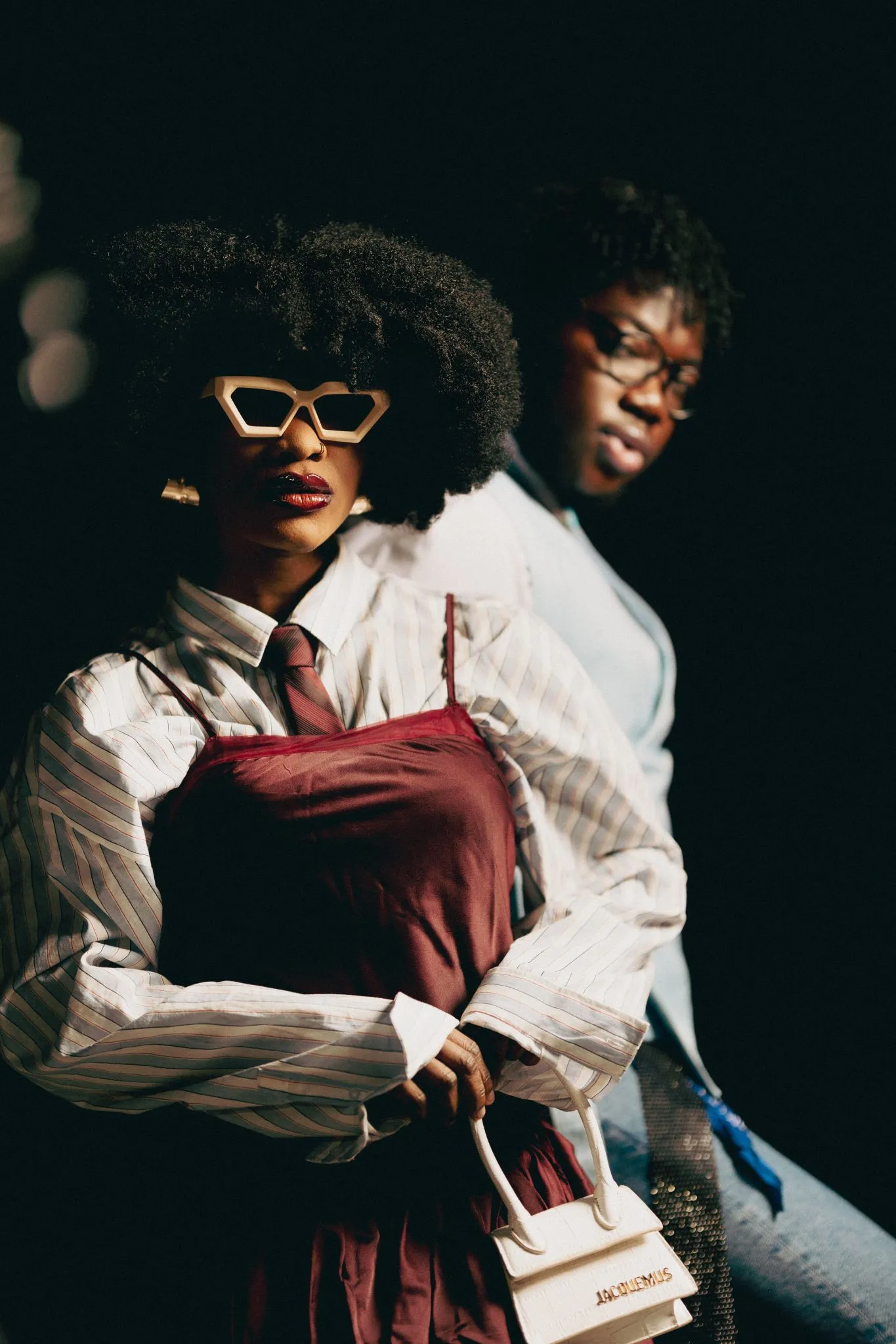 Stylish urban portraits with bold fashion and accessories.